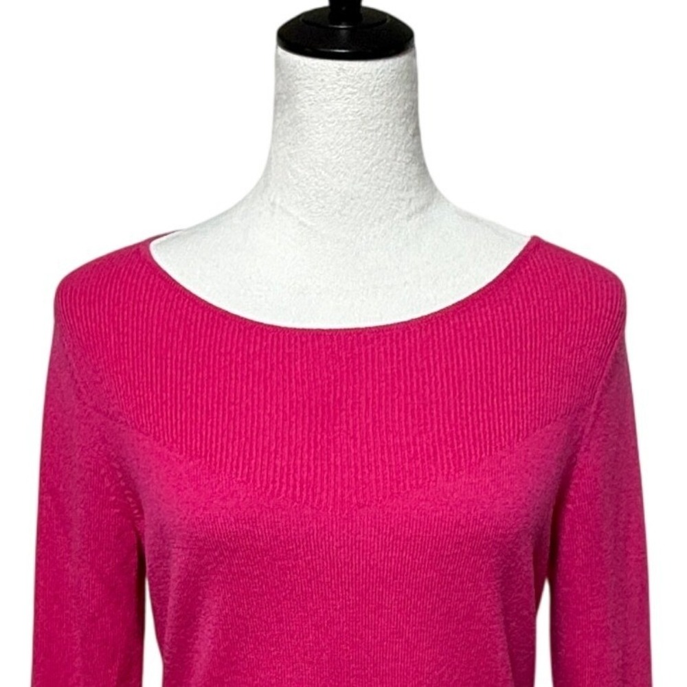 Talbots Sweater Womens Medium‎ Petite Hot Pink Cashmere 3/4 Sleeve Boat Neck